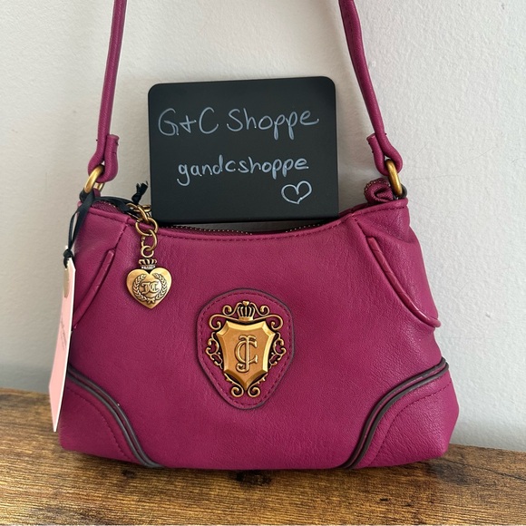 Juicy Couture Handbags - New Juicy Couture Romance Plum Berry Red Purple Wristlet Wallet Mini Bag Gold